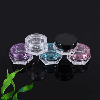 3g polygonal transparent small plastic containers cream jar for eye cream personal care