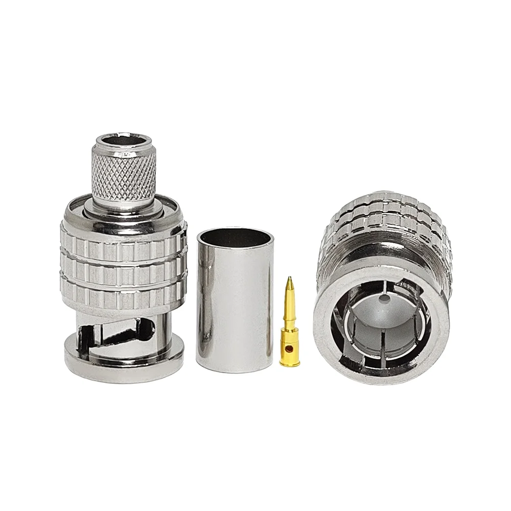 BNC Male Connector Crimp Coaxial Cable RG59 for 3G HD / SDI / CCTV Rf Connector Xiaoli