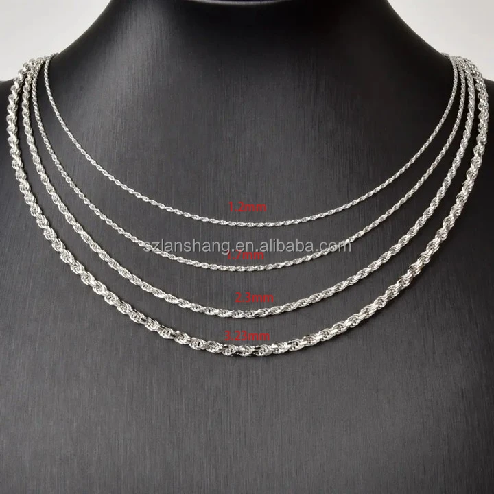 Sterling Silver 925 Rope Chain Necklace For Men & Women - Oem