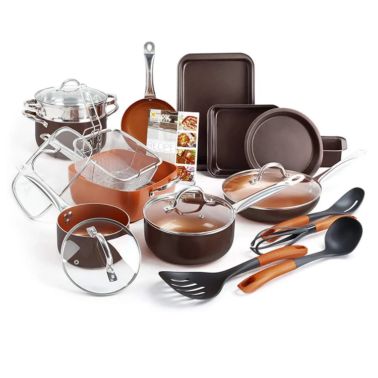 Copper Pots and Pans Set - 23pc Copper Cookware Nonstick