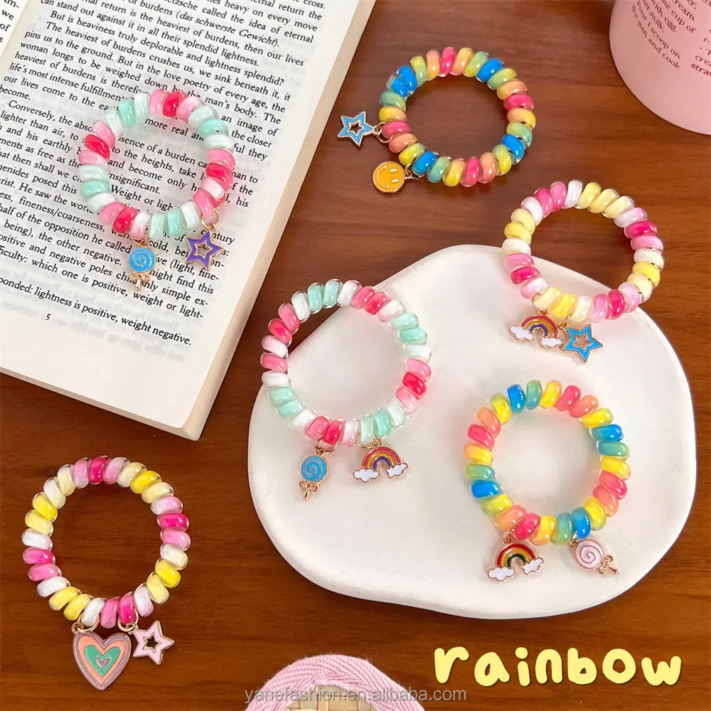 Wholesale Lovely Cute Fashion Rainbow Bracelets Telephone Hair Elastic ...