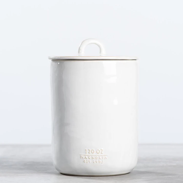 White Ceramic Modern Canister - Magnolia