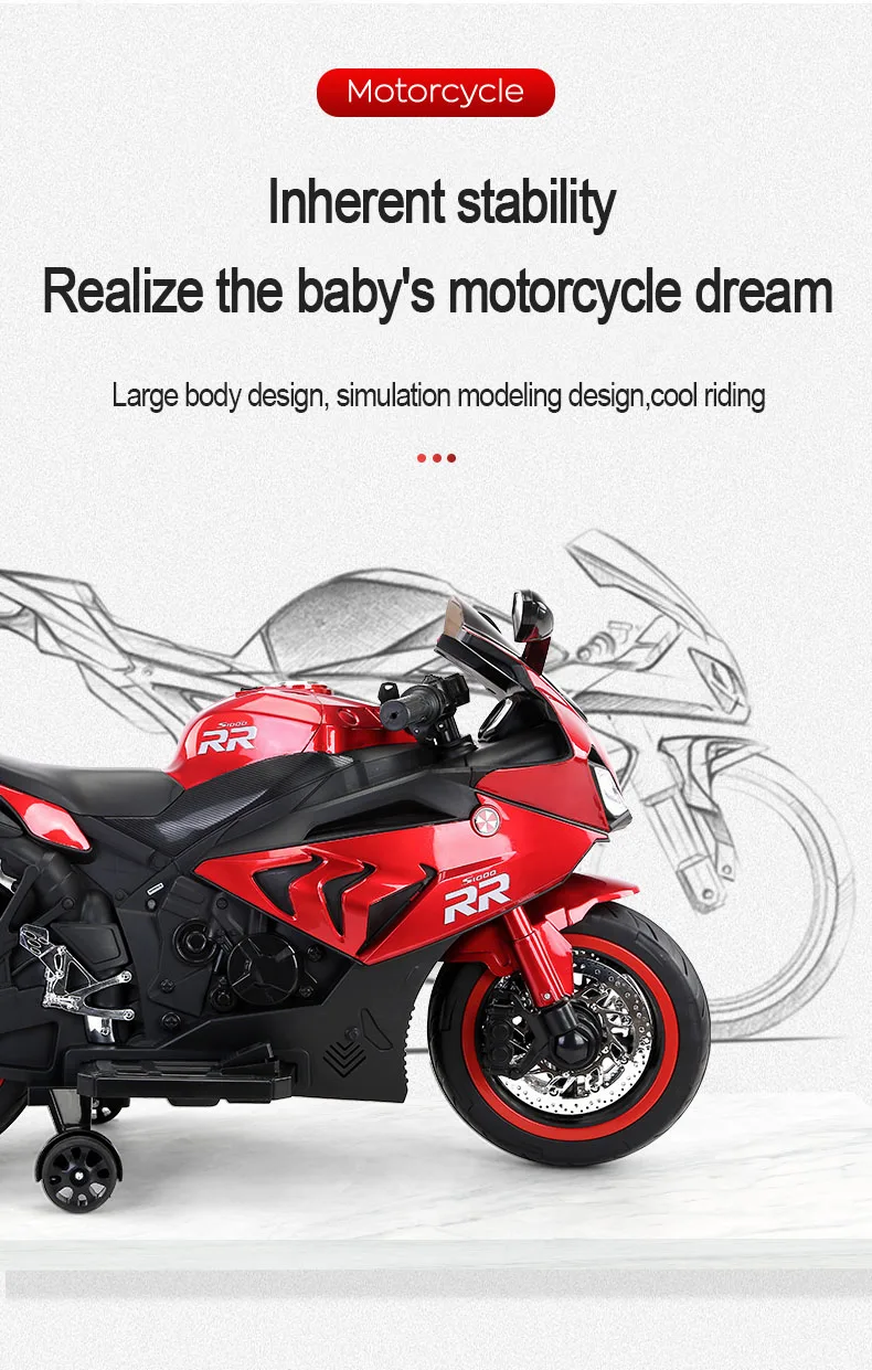 Kids Electric Motorcycle 3710 Years Old Large Boys Girls Baby Christmas Rechargeable Two