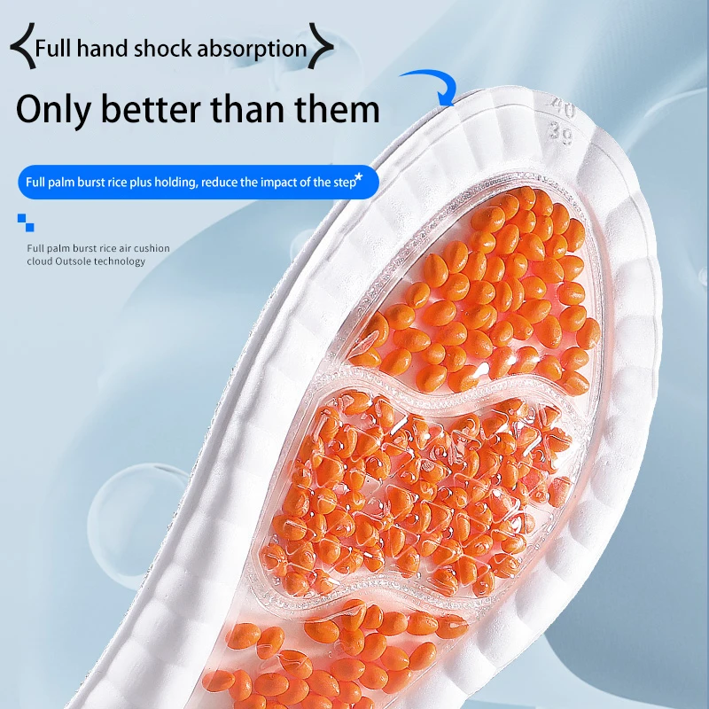 Full Palm Zoom air Cushion Sports Insole for Men Women with High Elastic Shock Sweat Absorption Odor Resistant Popcorn Inserts