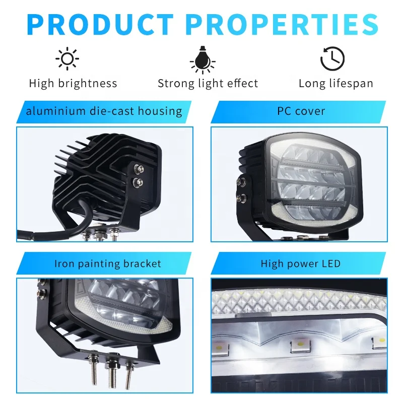 AUXBEAM 7 LED Light Bar 300W Amber White ATV UTV Driving Spot Fog AUXBEAM 7 LED Light Bar 300W Amber White ATV UTV Driving Spot Fog