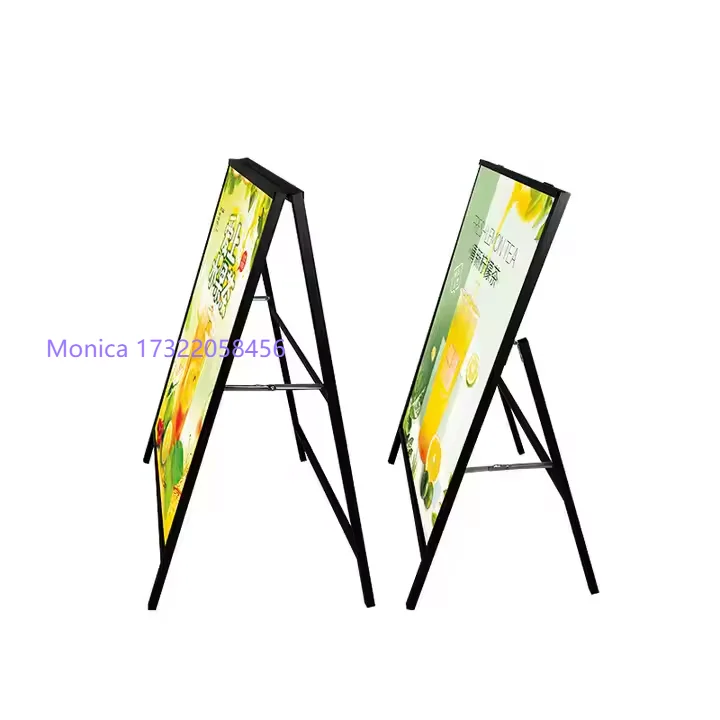 80*120 cm Led Poster A-Frame Folding Standing Tempered Glass Sign