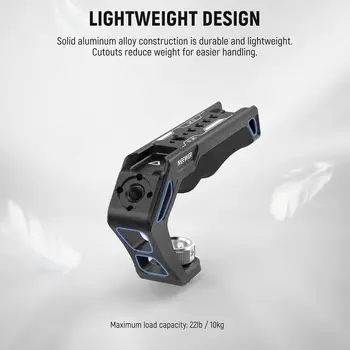 NEEWER Camera Top Handle with 3/8" ARRI Locating Pins, Comfort Silicone Grip with 1/4" 3/8" Threads and 3 Cold Shoes detail image