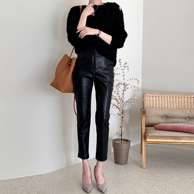 Slacks and Chinos Leggings LOFT Faux Leather Leggings in Black Womens Clothing Trousers 