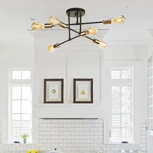 Nordic Wrought Iron Multi-head Led Ceiling Lamp Industrial Style Chandelier Light