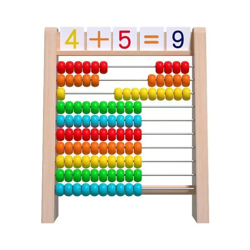 Children's Educational Toys 10 Colors Wooden Abacus Math Learning Toys  Wooden Calculation Rack Calculating Bead Abacus