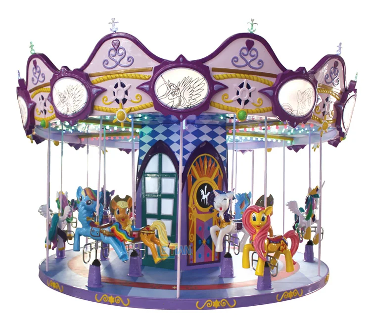 Outdoor Park 16 Seats Kiddie Electric Merry Go Round Carousel Horses ...