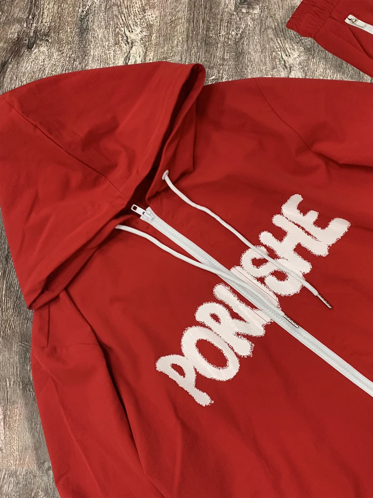 In Stock Oversized Lightweight 2 Piece Nylon Polyester Jogger Zip up Sportswear Hoodie Windbreaker Tracksuits Short Sets for Men gallery 3