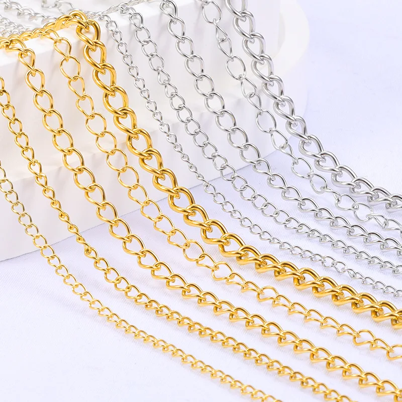 Wholesale Stainless Steel Sideway Chain Fashion Gold Plated DIY ...