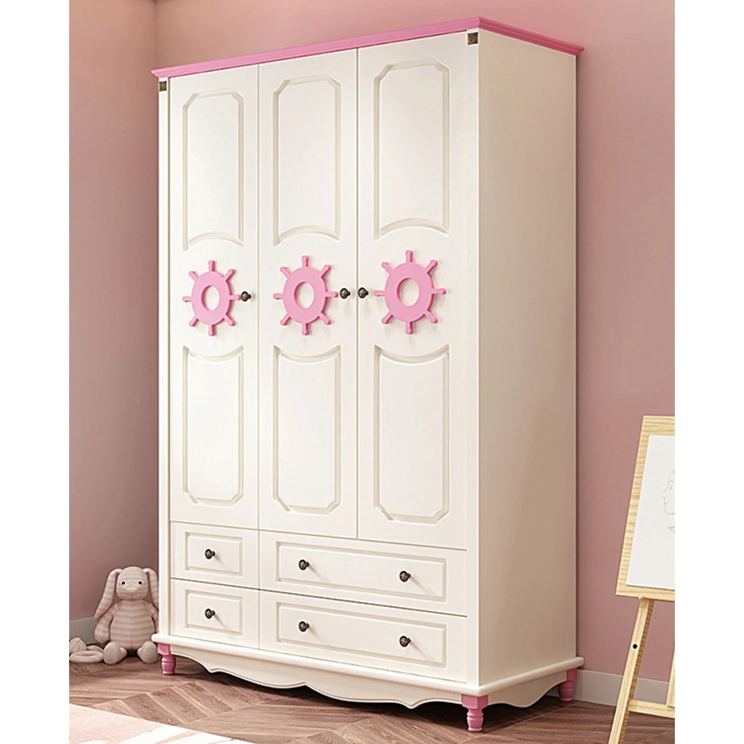 Set biancheria da letto per neonati con imbottitura, 2 pezzi, 75x100cm NEONATO - Coniglio con fiori