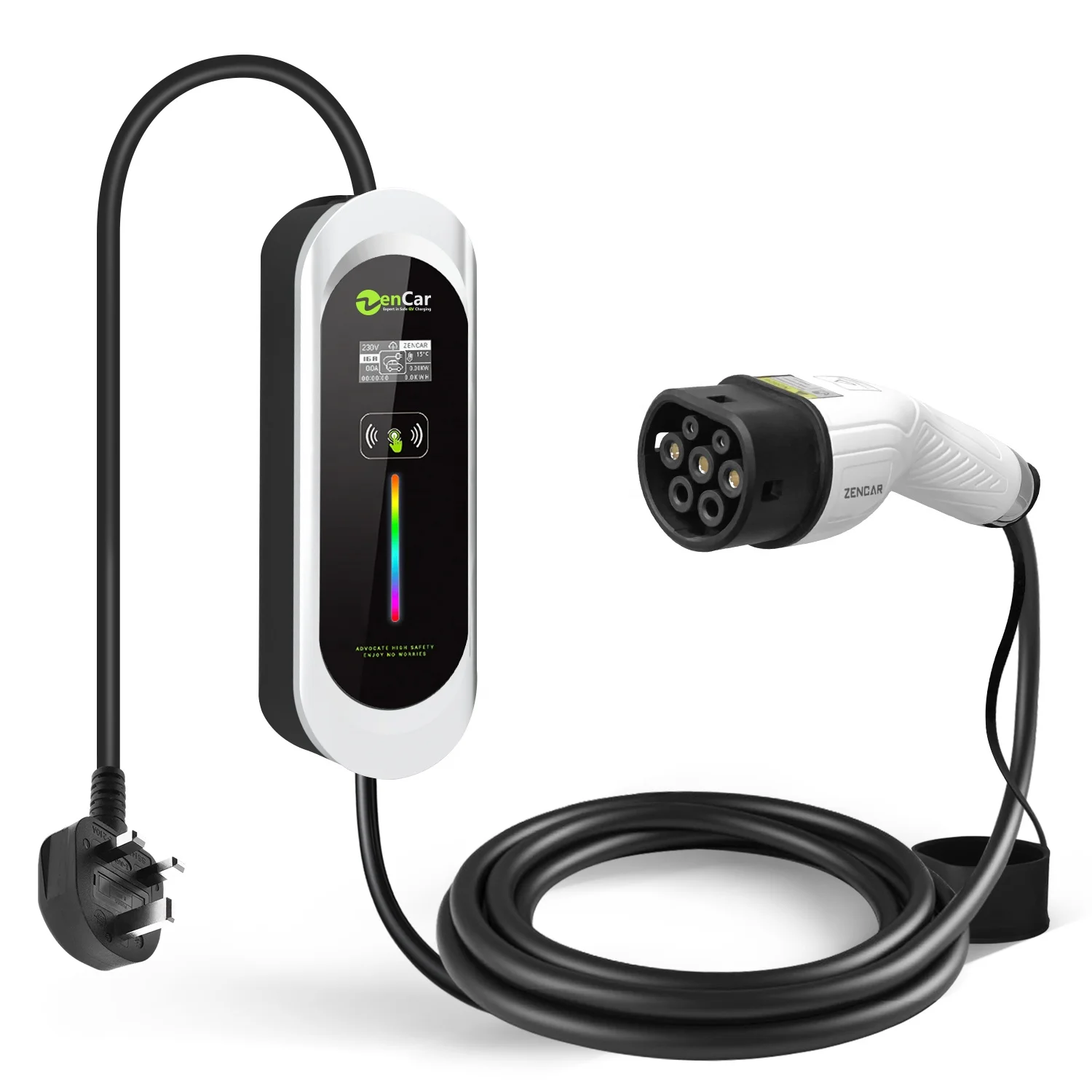 ZENCAR Model E Type B RCD EV Car Charger 10A Home Portable Ev Charger Station Electric Car Charger with UK Plug