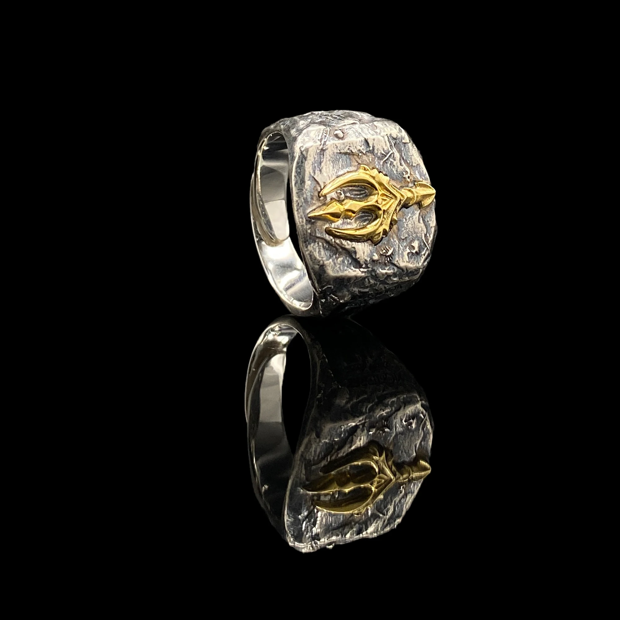 925 Sterling Silver Aquaman Trident Ring - Trendy Punk Biker