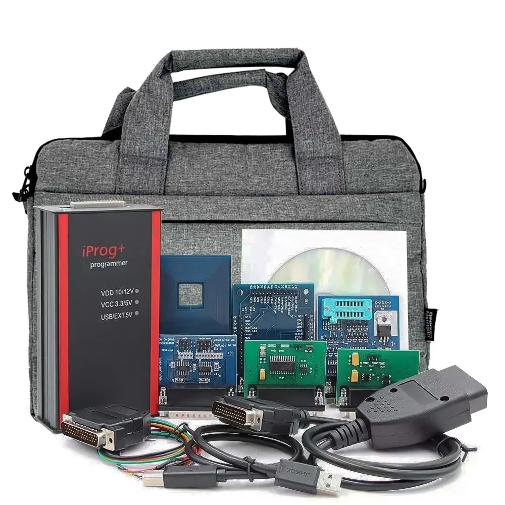 IPROG PRO V87 V89 with 7 Adapters Support IMMO SRS Reset Mileage Correction ECU Key Programmer Tool