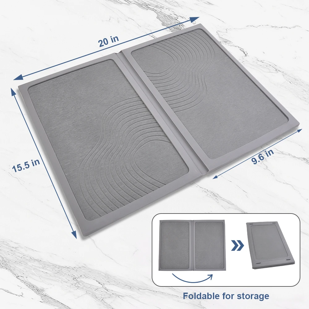 Wrapped in Silicone Cover Collapsible Kitchen Dish Drying Mat Diatomite Stone Instant Dry Sink Rack