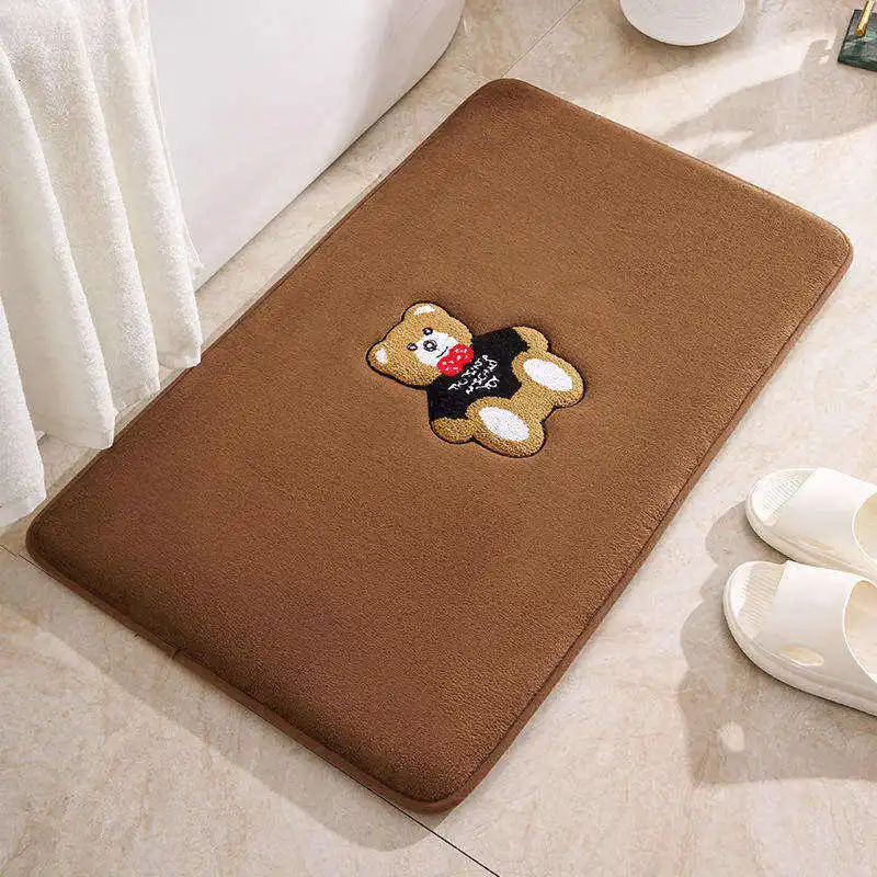 Bear Cake Velvet Memory Foam Bath Mat Bedroom Carpet Floor Mat- Plush Non-Slip Absorbent Bathroom Rugs, Thickened Bath Mats for Bathroom, Perfect Floor Mats for Home, Bedroom, and Bath