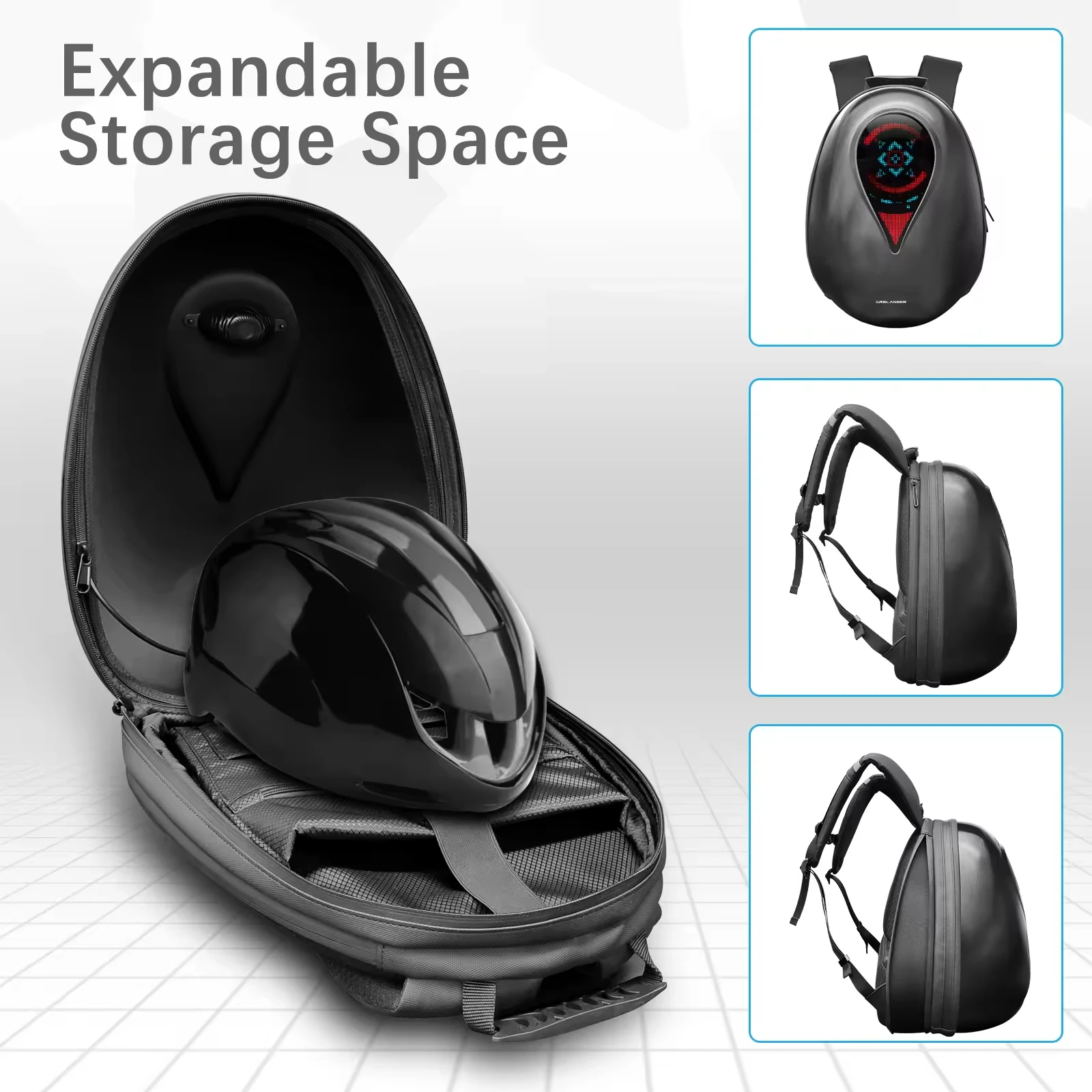 Smart WiFi Connect Custom LED Animation Waterproof Backpack IP64 Rating for Outdoor/Motorcycle Use Adjustable Digital Display