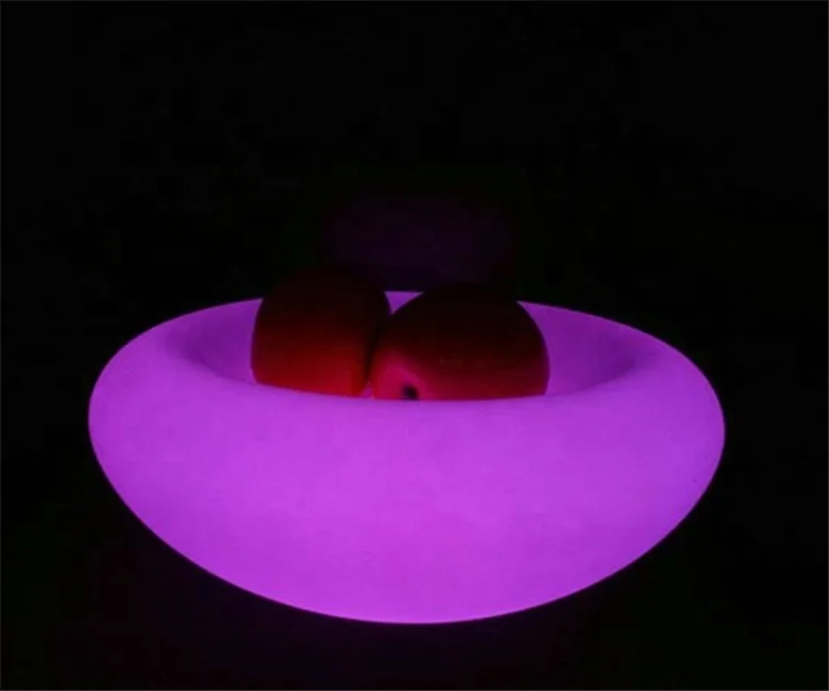 Modern Design Nightclub Bar Colorful Simple LED Illuminated Fruit Plate Bowl Light Color Changing Plastic Fruit Serving Tray
