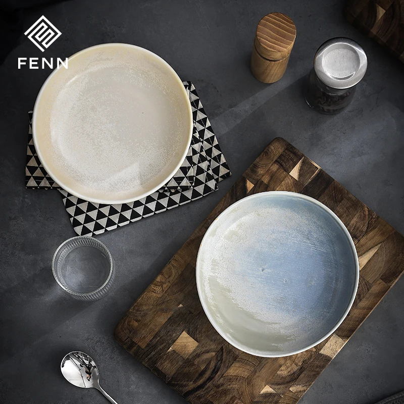 FENN Luxury Ceramic Tableware Vintage Design Yellow Color Glazed Customizable Restaurant Soup Plate Dish Porcelain Deep Plate