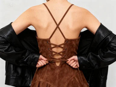 Women's Leather Spaghetti Strap Dress - Spring & Summer Wear with /ODM Service