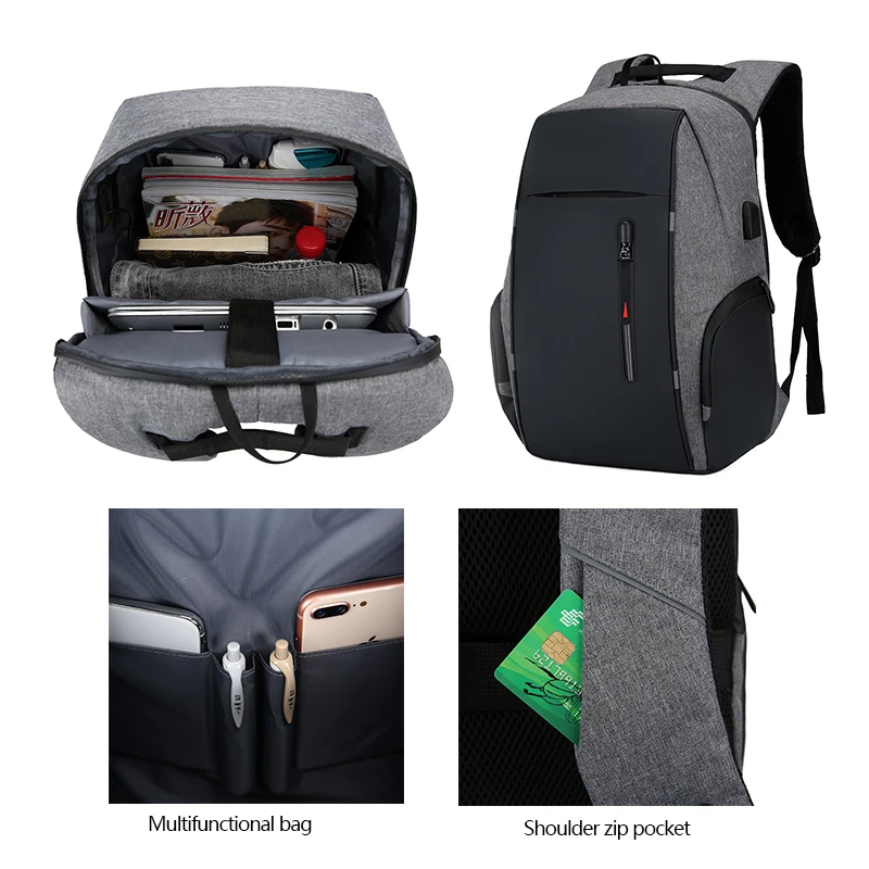 Custom Logo Multifunctional Large Durable Waterproof Breathable School Bag Oxford Laptop School Backpack With USB Charging Port
