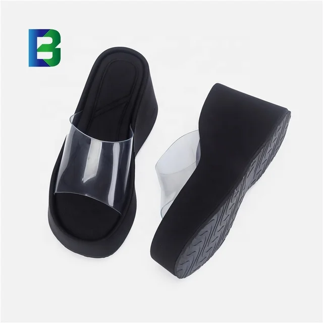 Feminine Wholesale Sandals Clear Platform Patent Slip-On Anti-Slip Breathable Height Increasing Open Toe shoes