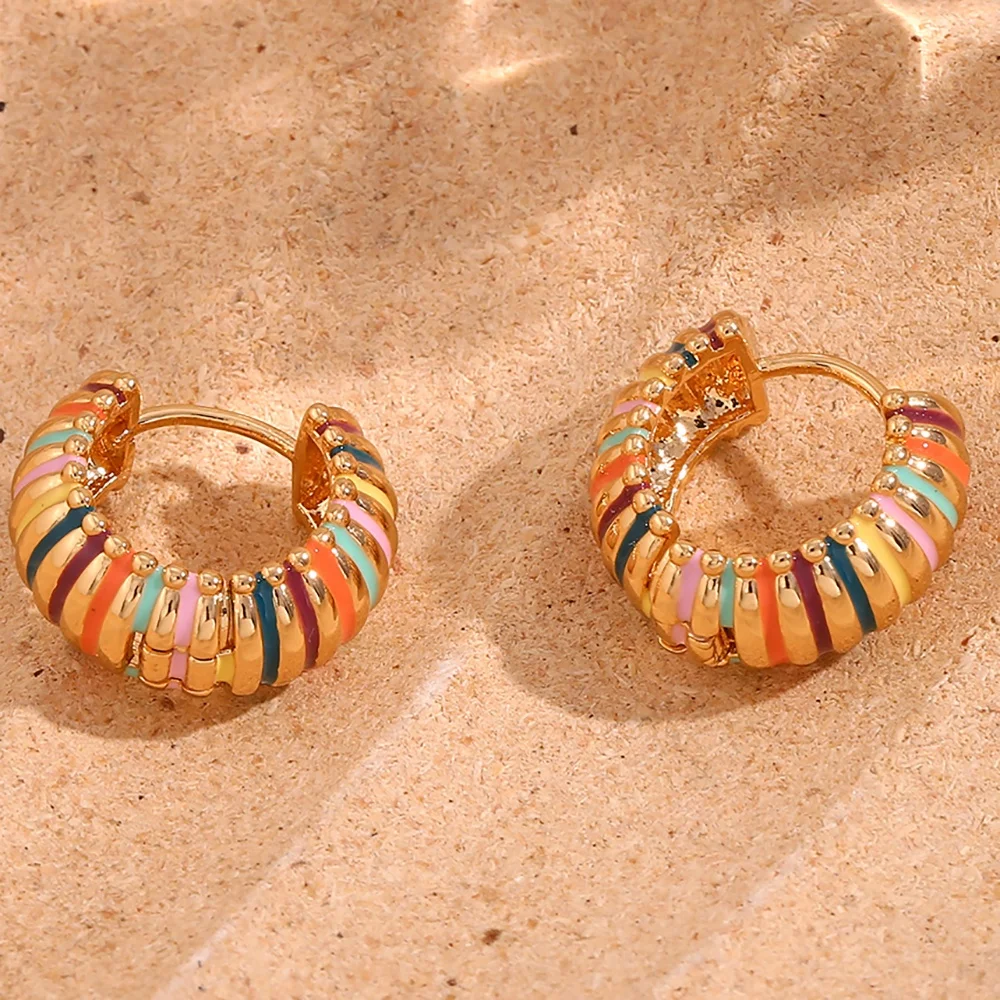 Y2k Jewelry Colorful Enamel Earrings 18k Gold Plated Stainless Steel Women Jewelry