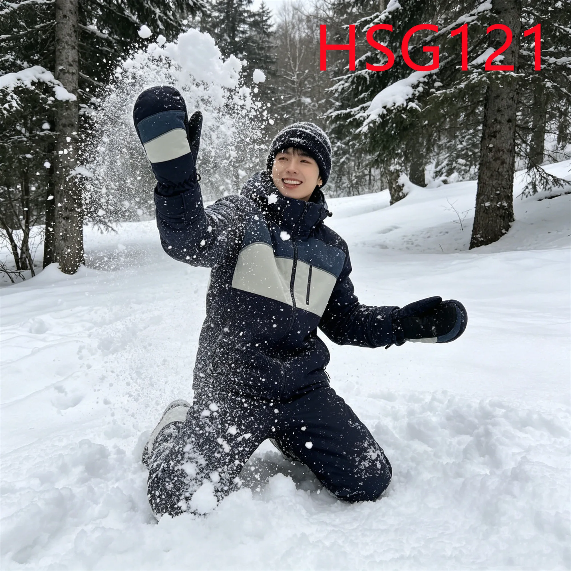 HY,Winter Sports Four-way Stretch Fabric Heat Retention Snow Mittens Wind Block Soft Shell Not Bulky Winter Ski Gloves HSG121