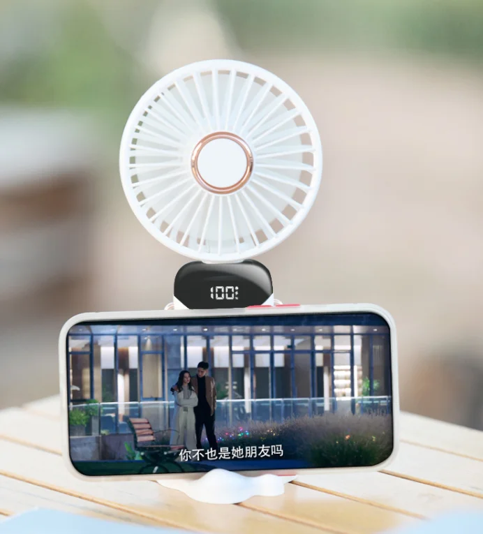 Logo Customized Long Battery Rechargeable Hand Portable Home Appliances Handheld Usb Fan With Digital Display