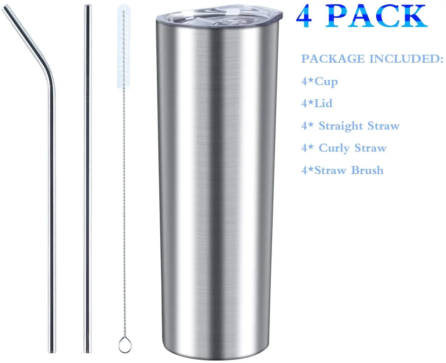 20oz Stainless Steel Tumbler - 4 Pack