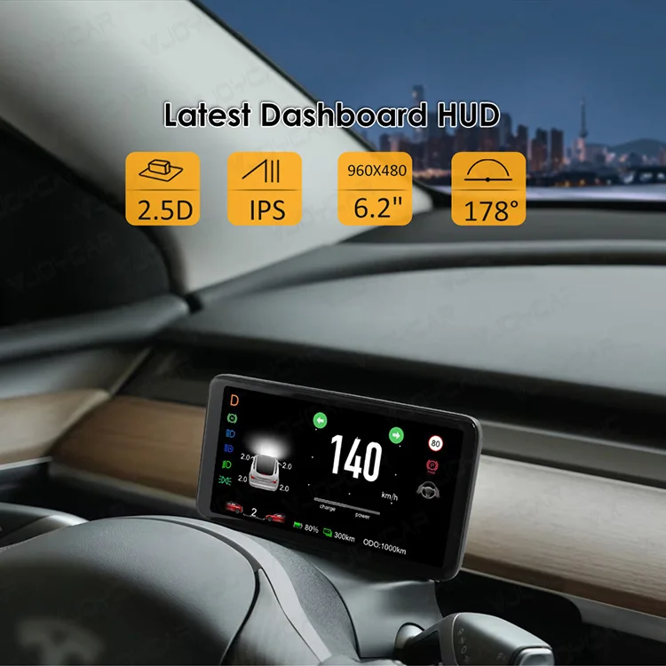 Vjoycar Tesla Model 3/Y Driver View Dash IPS 6.2 Inch HUD Display Tire Pressure Smart Instrument Cluster for Tesla