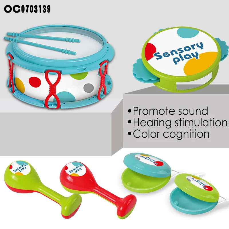 Высококачественный детский пластиковый милый сенсорный барабан набор музыкальных инструментов 6
