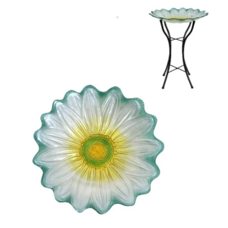  Daisy Bird Feeder Hand make Colorful Glass Bird Bath With Yard Stand