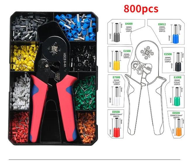 Factory Direct Custom Plastic Crimping Pliers Set with Soft Grip Handle 800pcs/1200pcs/1230pcs/1800pcs OEM Supported
