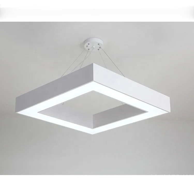 Customized Recessed Suspension Surface Mounted Led Linear Light square Rectangle Hollow Pendant Light for Office Villa