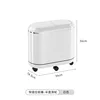 Narrow-slit trash can (half-lid type), white with wheels
