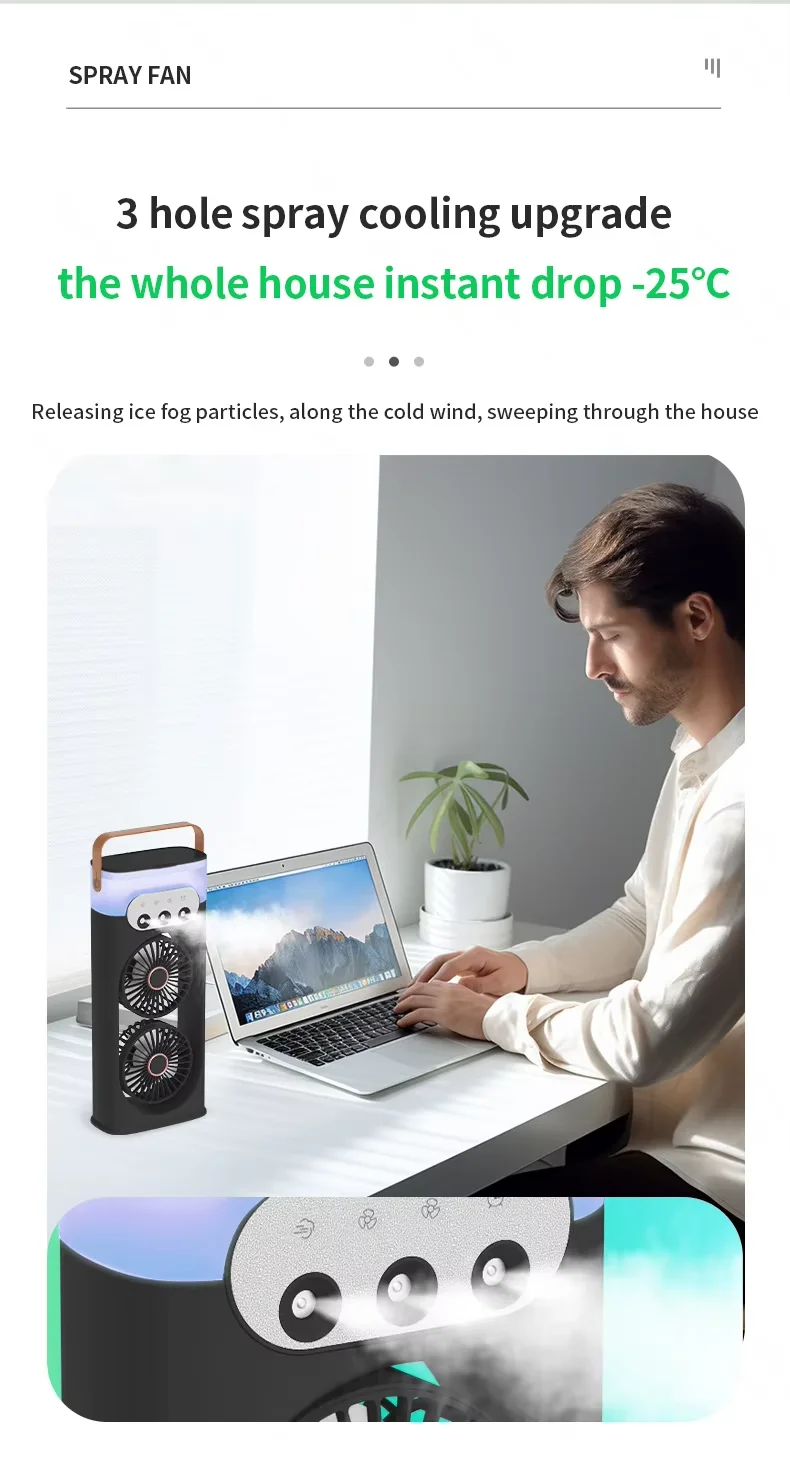Tragbarer Mini Tischventilator Mit Luftbefeuchter Für Zuhause_voghion.com