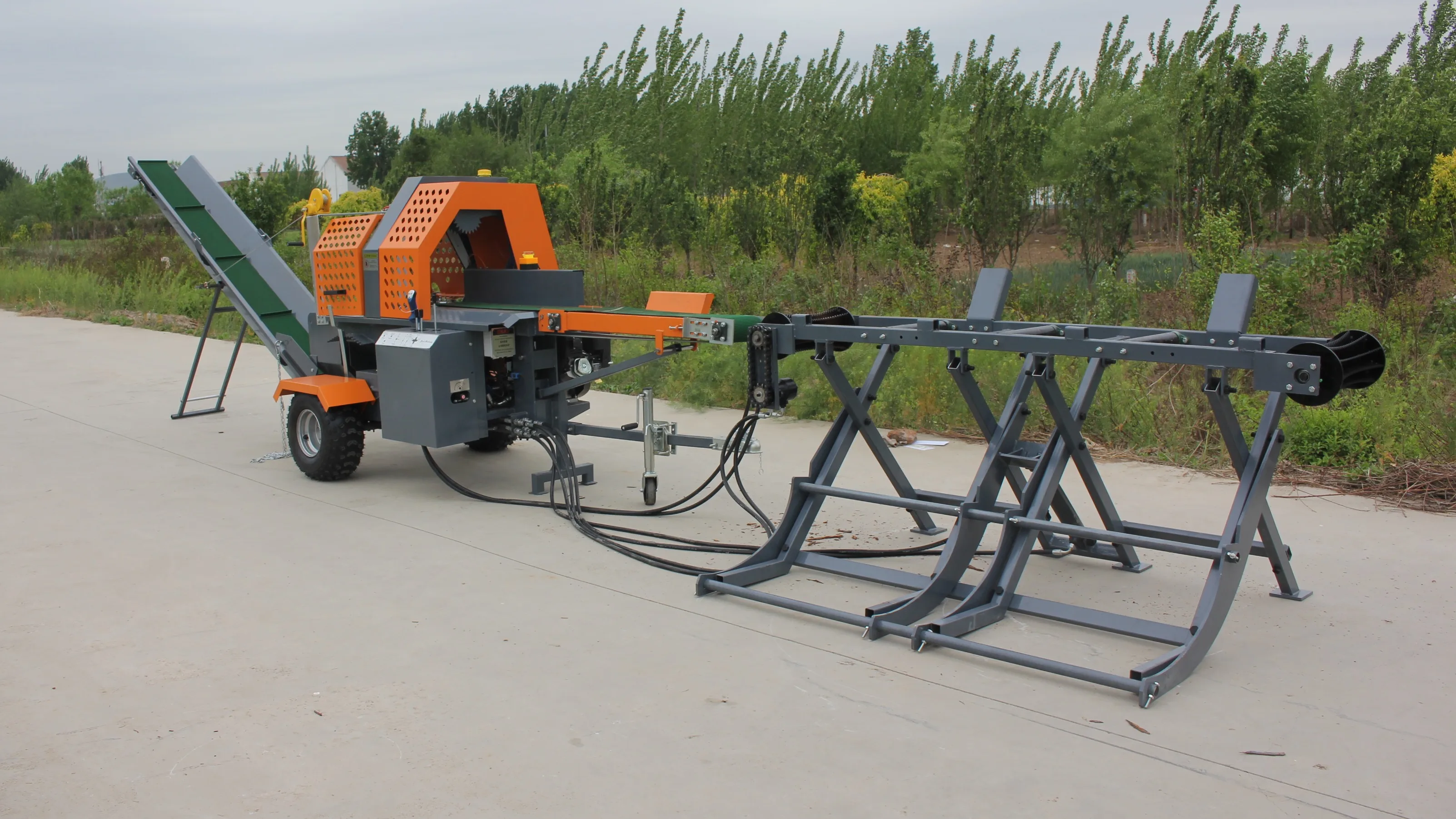 Gasoline Firewood Processor Horizontal Timber Log Splitter Firewood ...