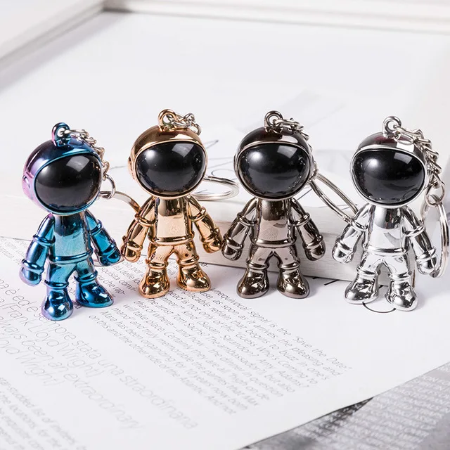 Wholesale 3D Three-dimensional Astronaut Robot Spaceman Keychain Colorful ABS Keyring Bag Car Keychain Pendant