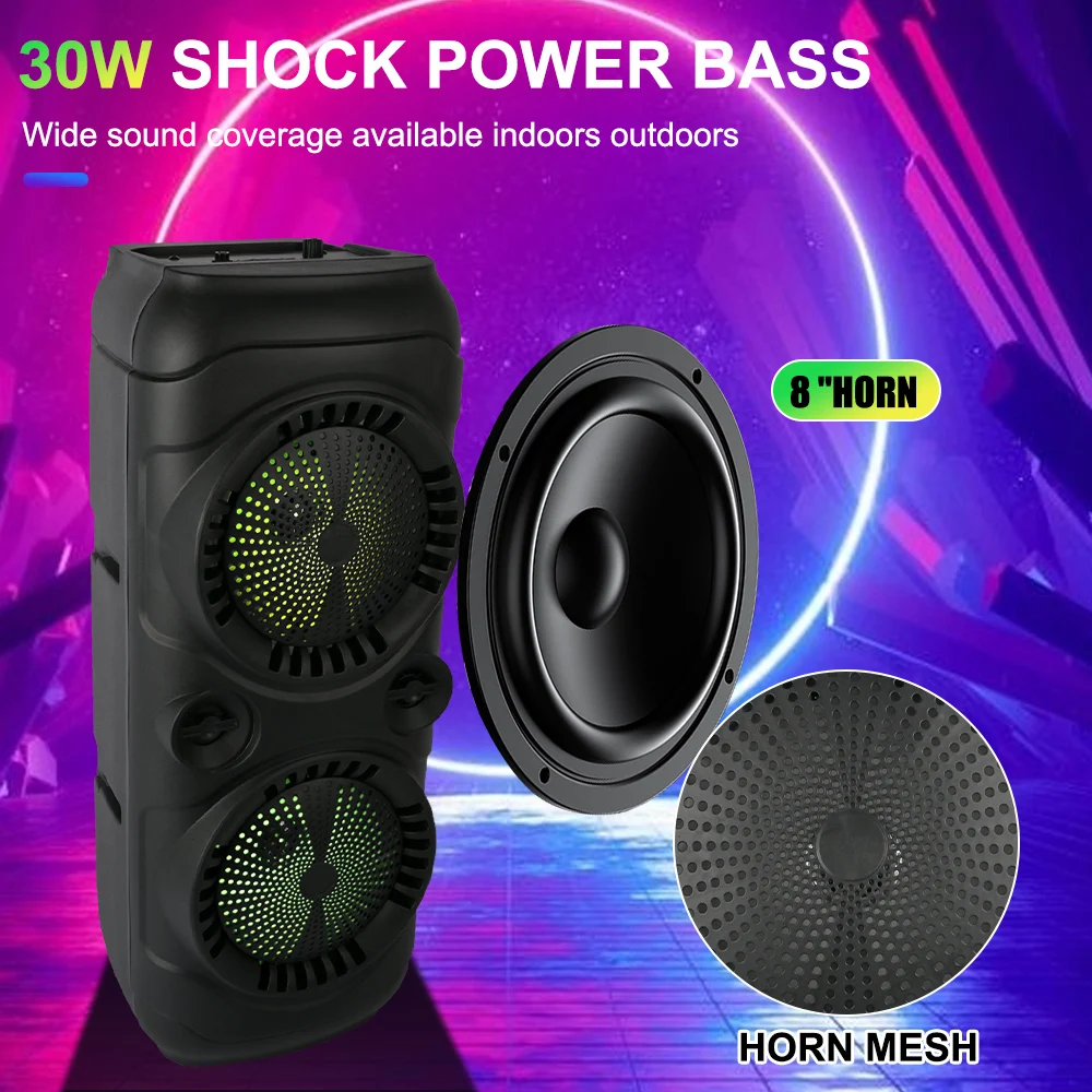 Caixa de Som Karaoke Sem Fio SING-E ZQS8229 Dual de 8 Polegadas