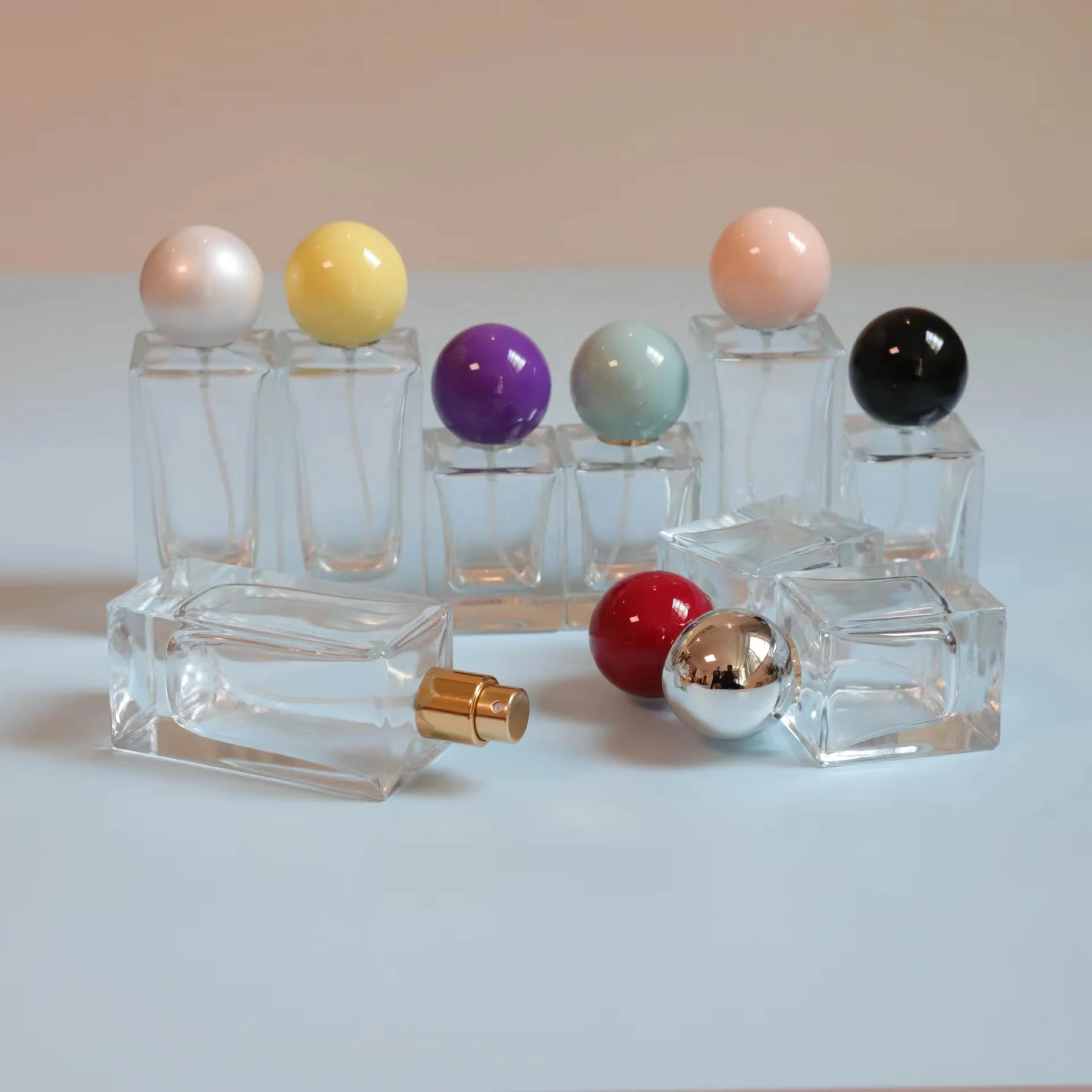 Clear Glass Perfume Refillable Spray Bottle 30ml 50ml Colored