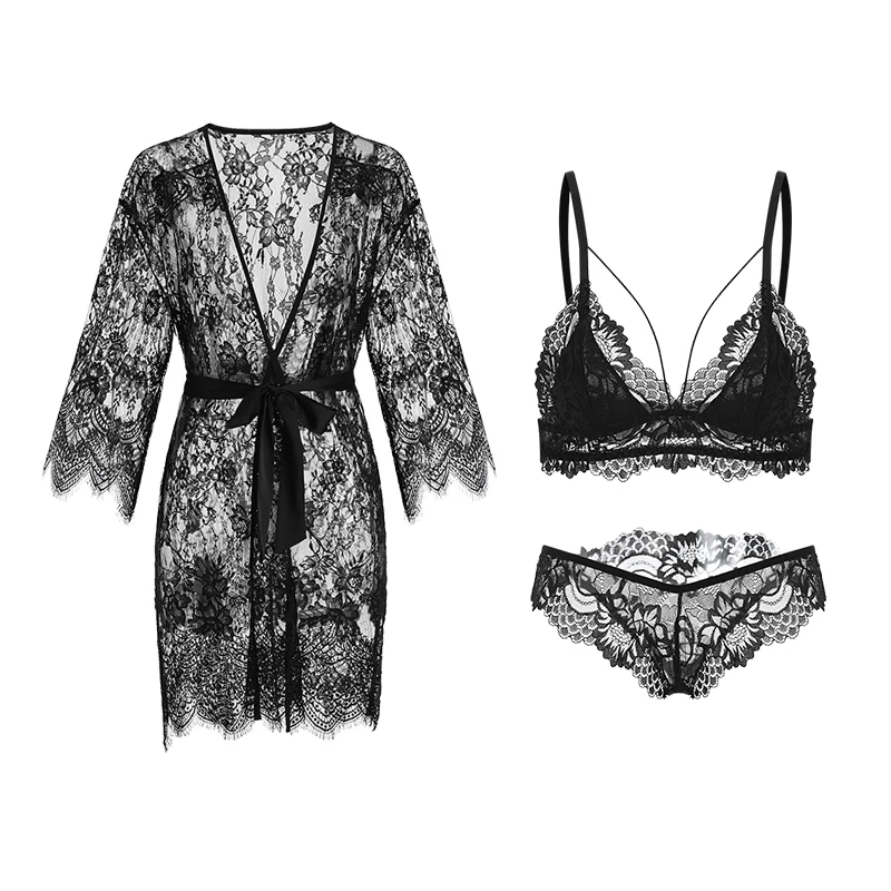 Lingerie For Women Satin Nightgown Lace Babydoll Silk Sleepwear Mini ...