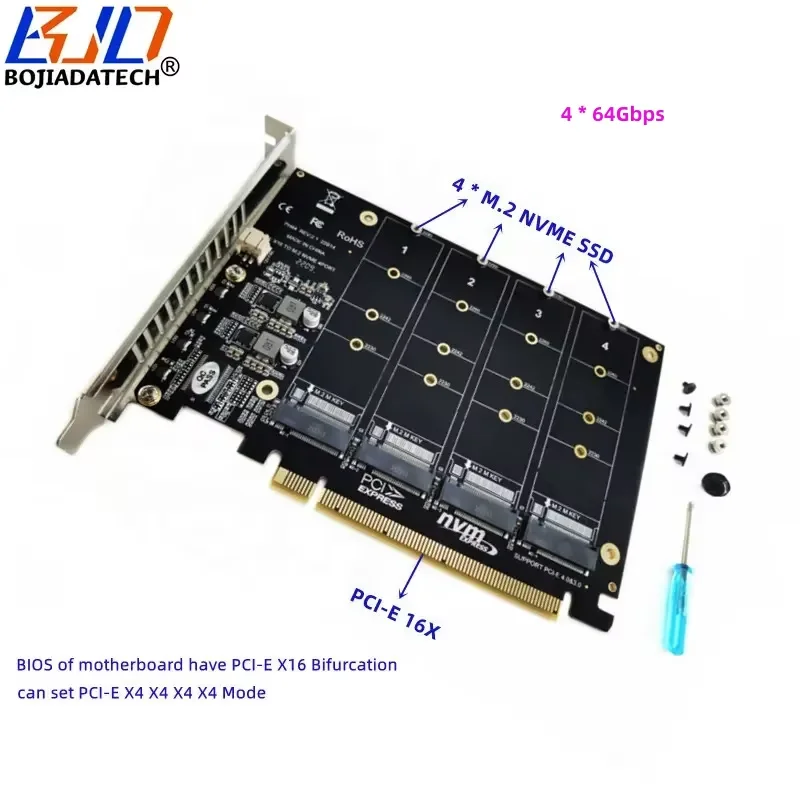 Adattatore NFHK NGFF M.2 NVMe M-key A PCIe 3.0 X4 - Supporta SSD 2230/2242/2260/2280, Senza Staffa