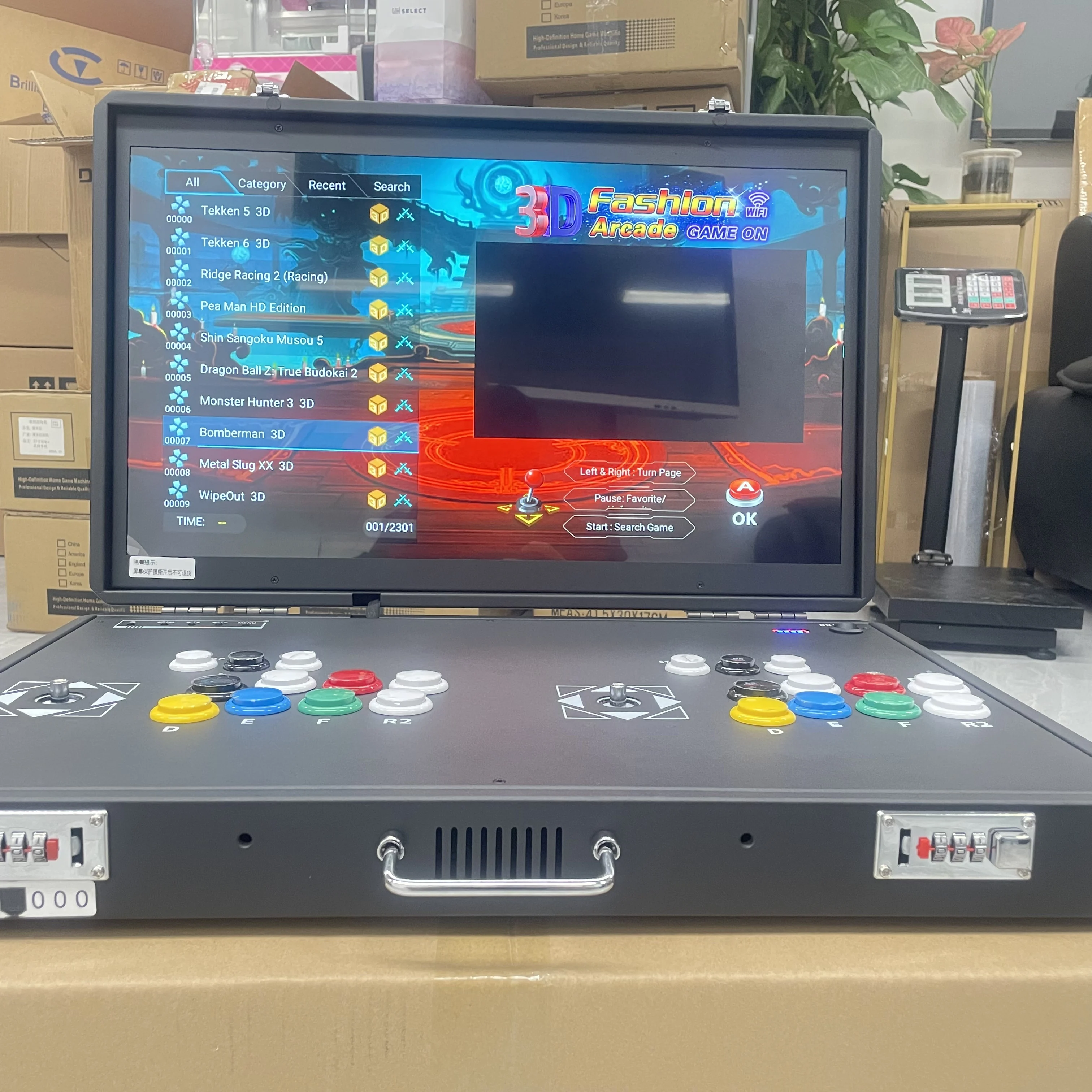 2인용 판도라 박스 9 코인 오퍼레이티드 아케이드 게임기 1500개 게임 금속 구조 영어 언어 1년 보증