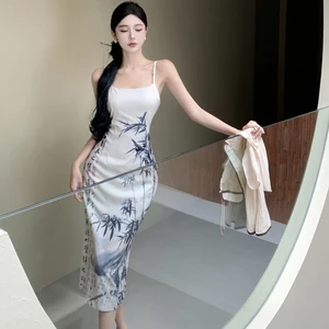 Vintage Women's  Shawl Collar Pleated Midi Dress Ruffled Lace Casual One-Size Summer Maxi Print Natural Waistline Woven Front