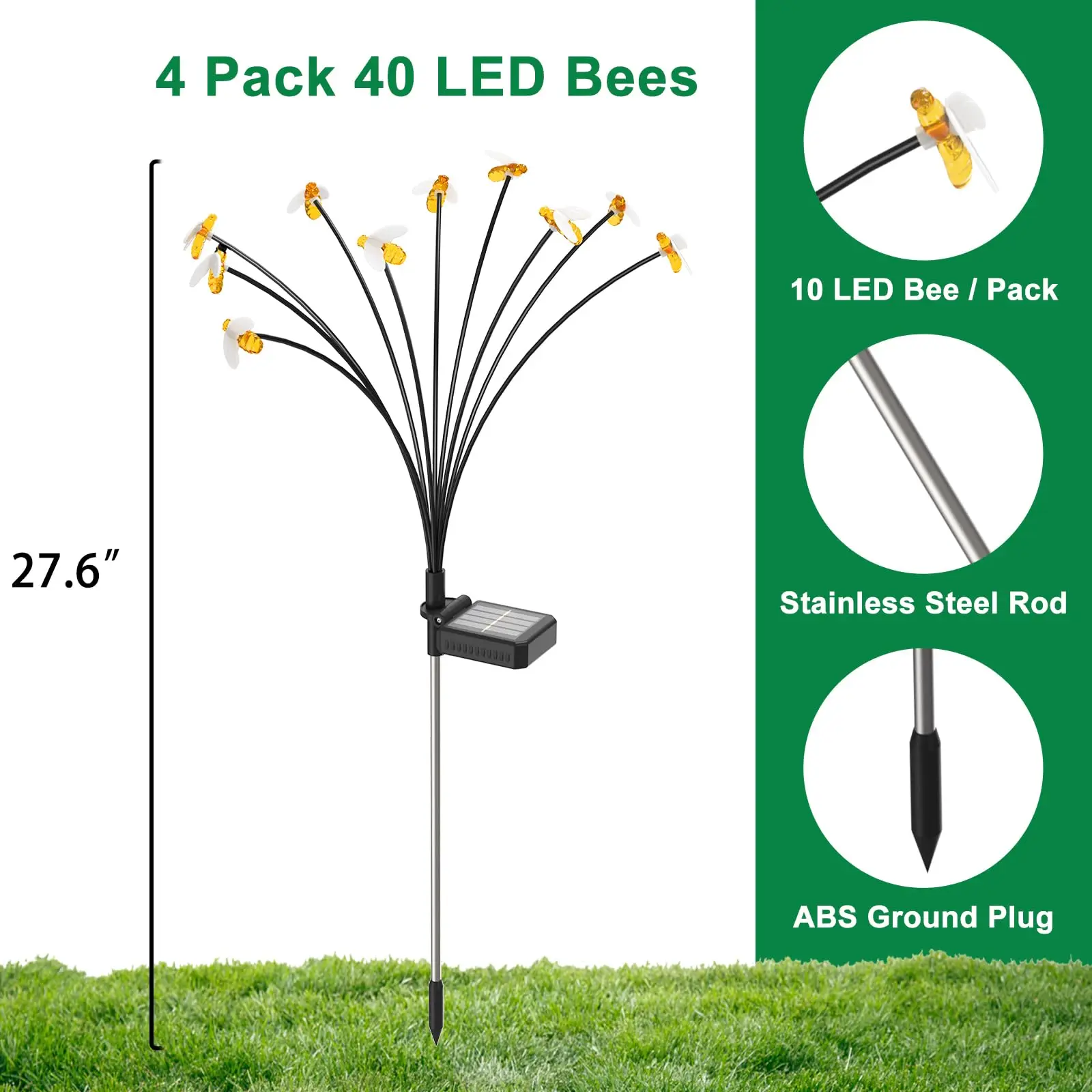 New Design Bee Firefly Lawn Landscape 2 Lighting Modes Swaying Solar Garden Lights Outdoor Waterproof Led Decor Pathway Lamp supplier