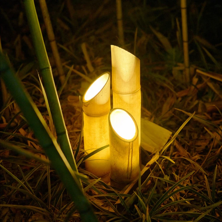 Bambus stumpf Lampe Harz Verstrkte Landschafts beleuchtung Riss  Installieren Sie leuchtende Bambus lampe Dekoration Garten Rasen leuchten
